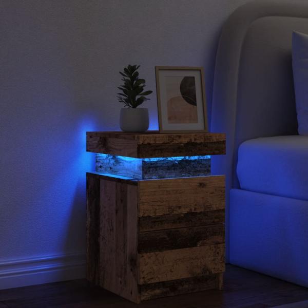 ARDEBO.de - LED-Nachttisch Altholz-Optik 35x39x55 cm Holzwerkstoff