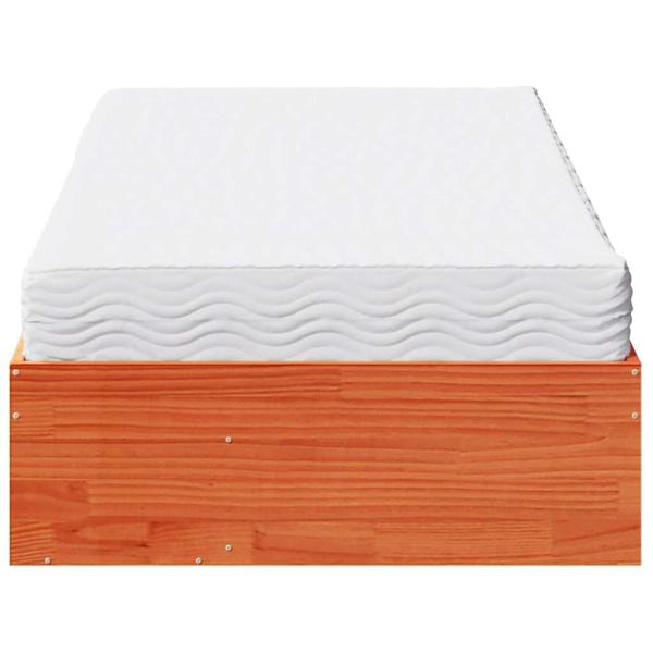 Tagesbett mit Matratze Wachsbraun 90x200 cm Massivholz Kiefer