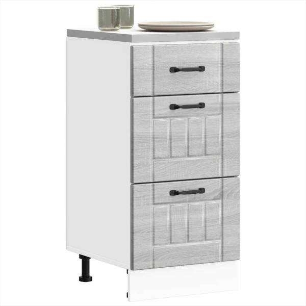 ARDEBO.de - Küchen-Unterschrank Lucca Grau Sonoma Holzwerkstoff