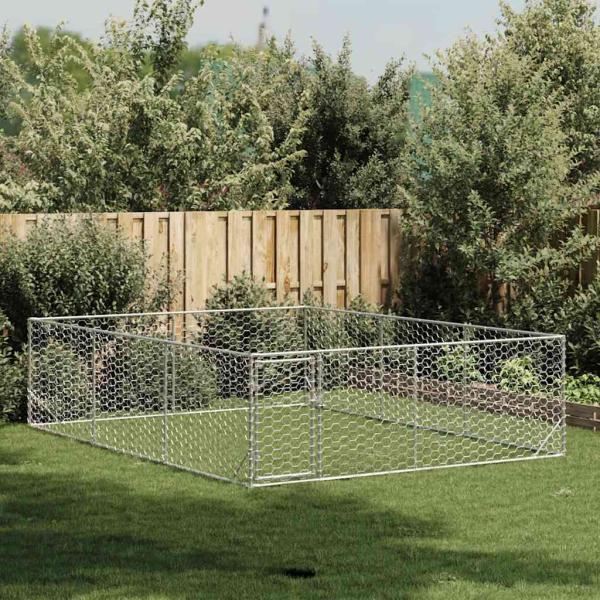 Outdoor-Hundezwinger mit Tür 3x4x1 m Verzinkter Stahl