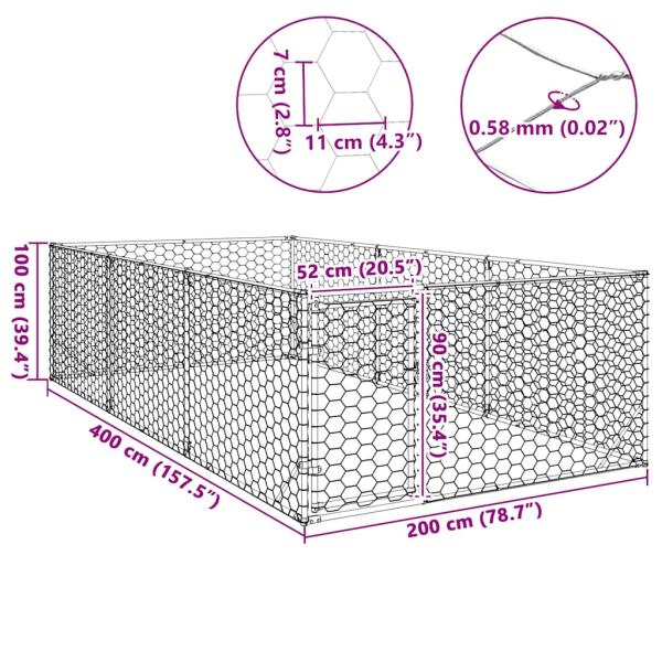 Outdoor-Hundezwinger mit Tür 2x4x1 m Verzinkter Stahl