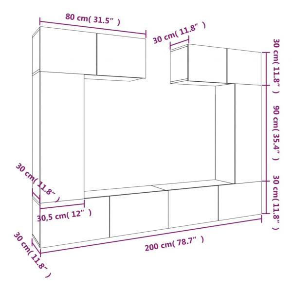 6-tlg. TV-Schrank-Set Grau Sonoma Holzwerkstoff