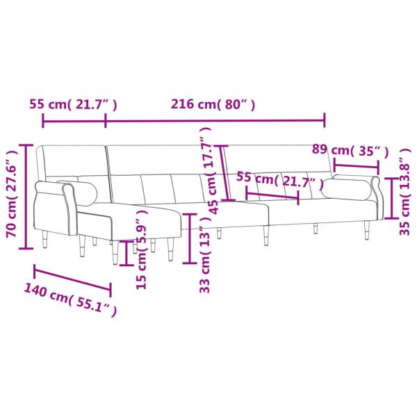 Schlafsofa in L-Form Dunkelgrün 271x140x70 cm Samt