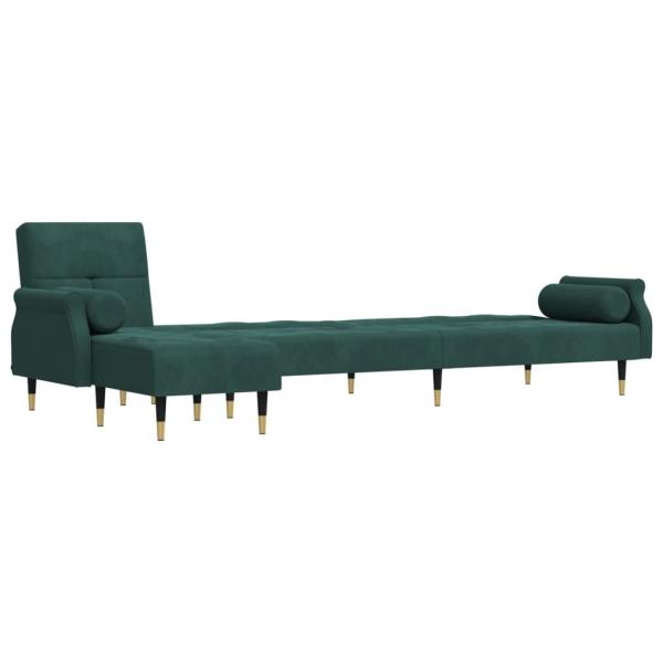 Schlafsofa in L-Form Dunkelgrün 271x140x70 cm Samt