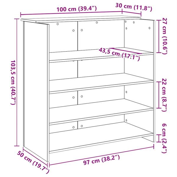 Empfangstheke Artisan-Eiche 100x50x103,5 cm Holzwerkstoff