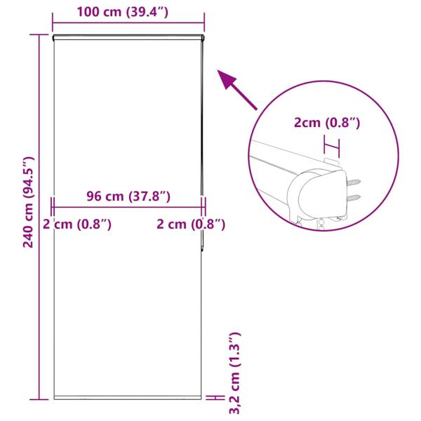 Duschrollo mit Kassette 100x240 cm Stoffbreite 96 cm