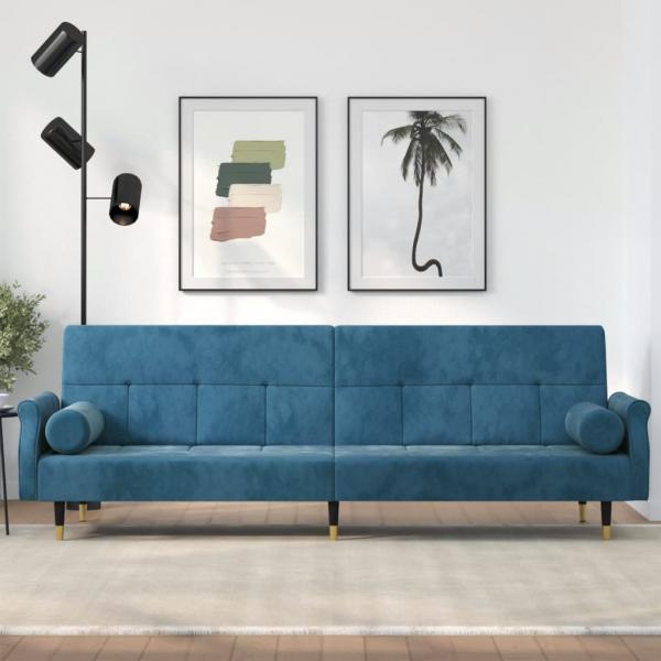 ARDEBO.de - Schlafsofa mit Kissen Blau Samt