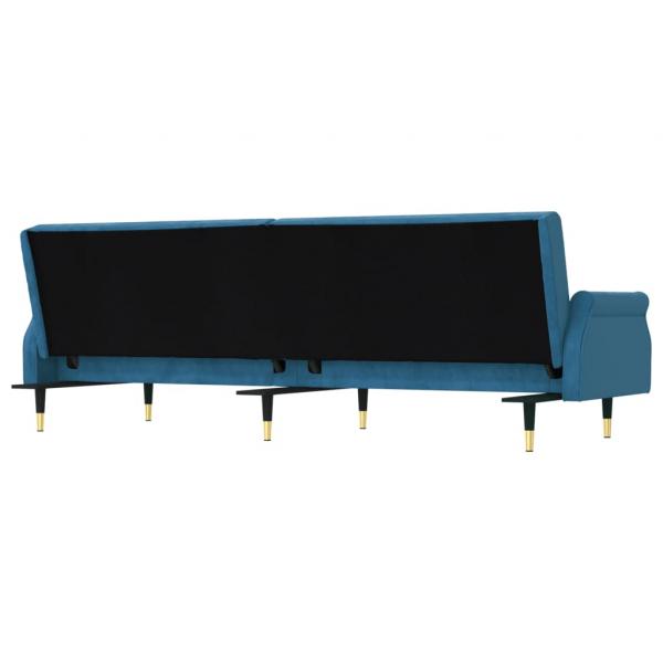 Schlafsofa mit Kissen Blau Samt