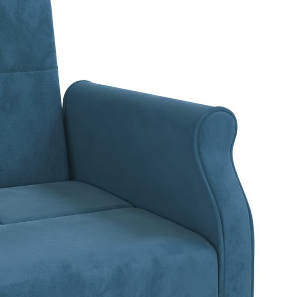 Schlafsofa mit Kissen Blau Samt