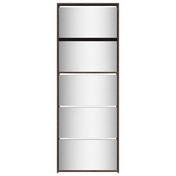 Schuhschrank mit Spiegel 5 Fächer Braun Eiche 63x17x169,5 cm