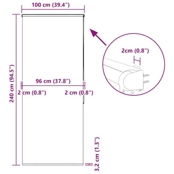 Duschrollo mit Kassette 100x240 cm Stoffbreite 96 cm