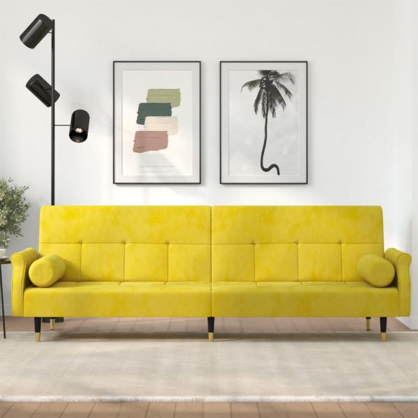 ARDEBO.de - Schlafsofa mit Kissen Gelb Samt