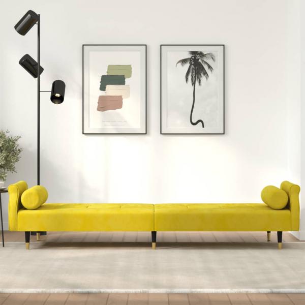 Schlafsofa mit Kissen Gelb Samt