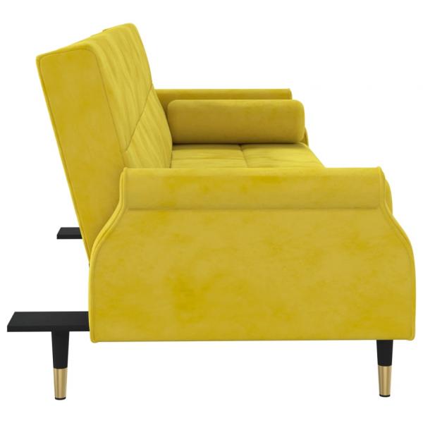 Schlafsofa mit Kissen Gelb Samt