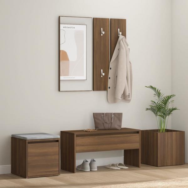 ARDEBO.de - Garderoben-Set Braun Eichen-Optik Holzwerkstoff