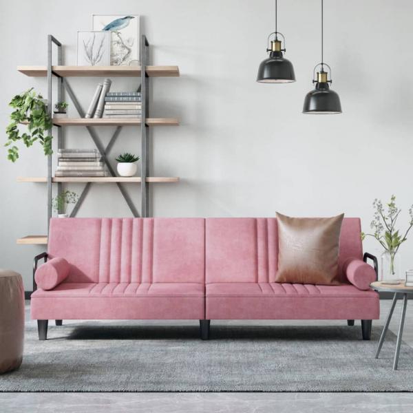 ARDEBO.de - Schlafsofa mit Armlehnen Rosa Samt