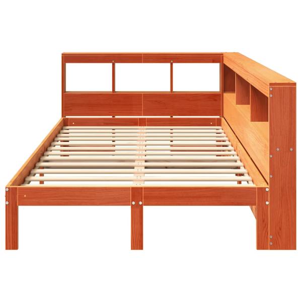 Massivholzbett mit Regal ohne Matratze Wachsbraun 120x200 cm