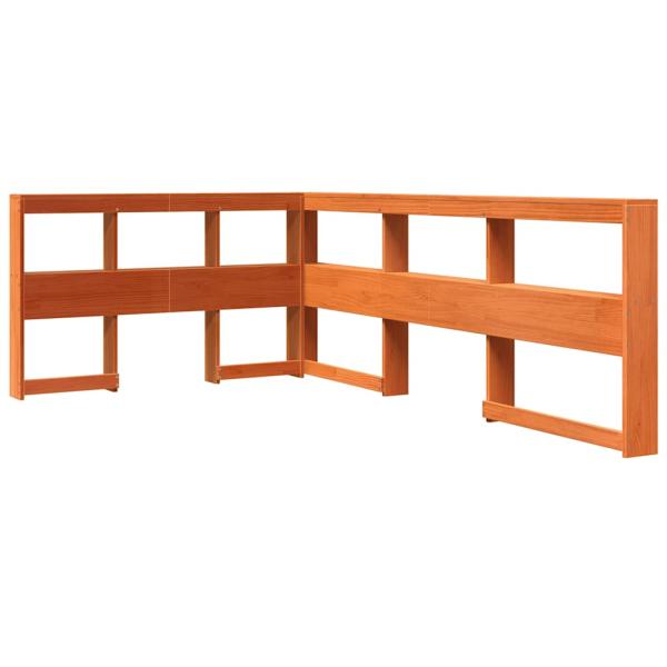 Massivholzbett mit Regal ohne Matratze Wachsbraun 120x200 cm