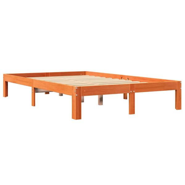 Massivholzbett mit Regal ohne Matratze Wachsbraun 120x200 cm