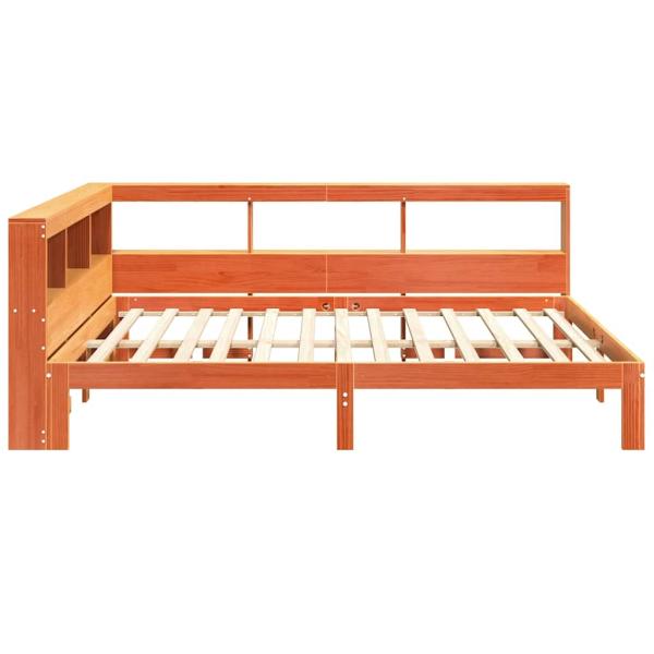 Massivholzbett mit Regal ohne Matratze Wachsbraun 120x200 cm