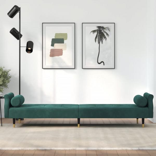 Schlafsofa mit Kissen Dunkelgrün Samt
