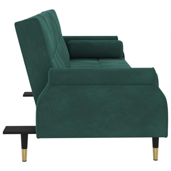 Schlafsofa mit Kissen Dunkelgrün Samt