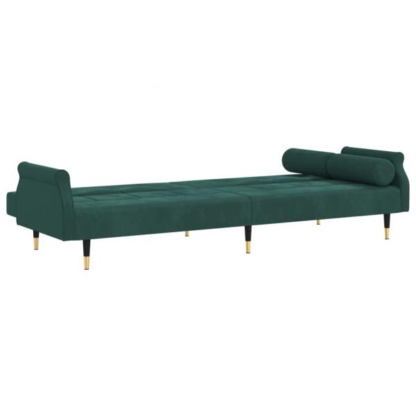 Schlafsofa mit Kissen Dunkelgrün Samt