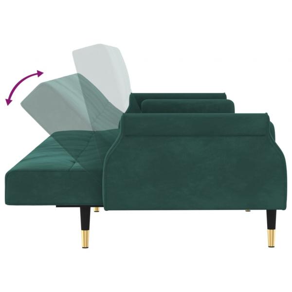 Schlafsofa mit Kissen Dunkelgrün Samt