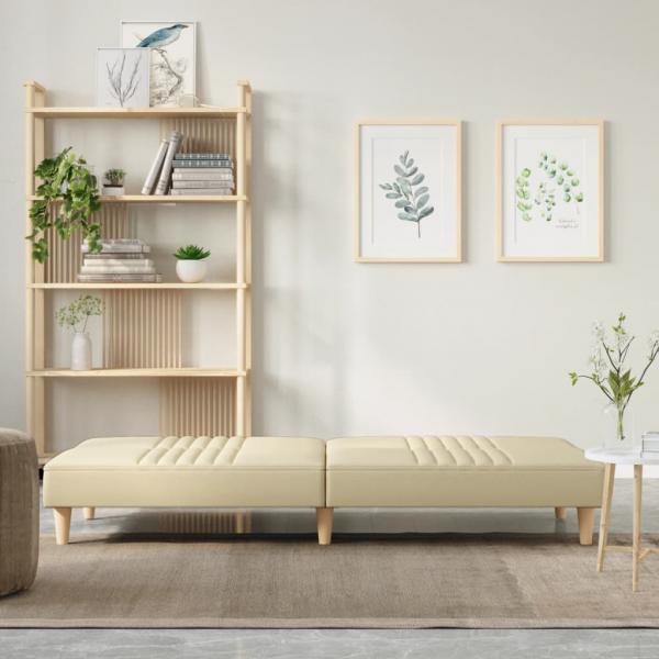 Schlafsofa Creme Stoff
