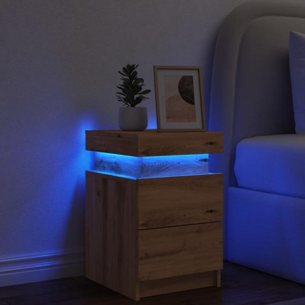 ARDEBO.de - LED-Nachttisch Artisan-Eiche 35x39x55 cm Holzwerkstoff