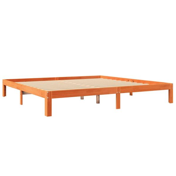 Massivholzbett mit Regal ohne Matratze Wachsbraun 180x200 cm
