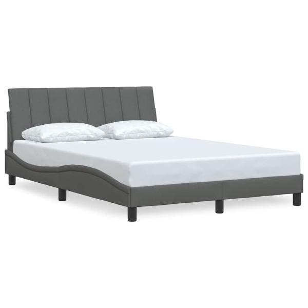 Bettgestell ohne Matratze Dunkelgrau 140x190 cm Stoff