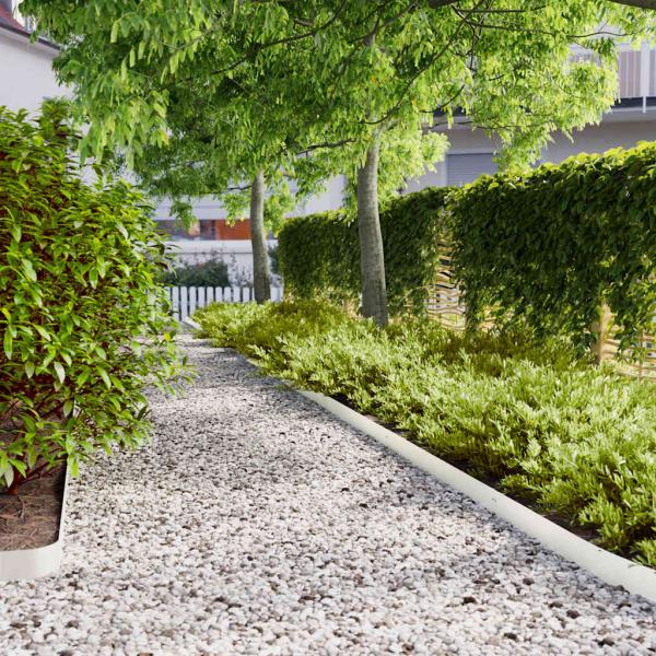 ARDEBO.de - Rasenkanten 50 Stk. Weiß 10x103 cm Kaltgewalzter Stahl