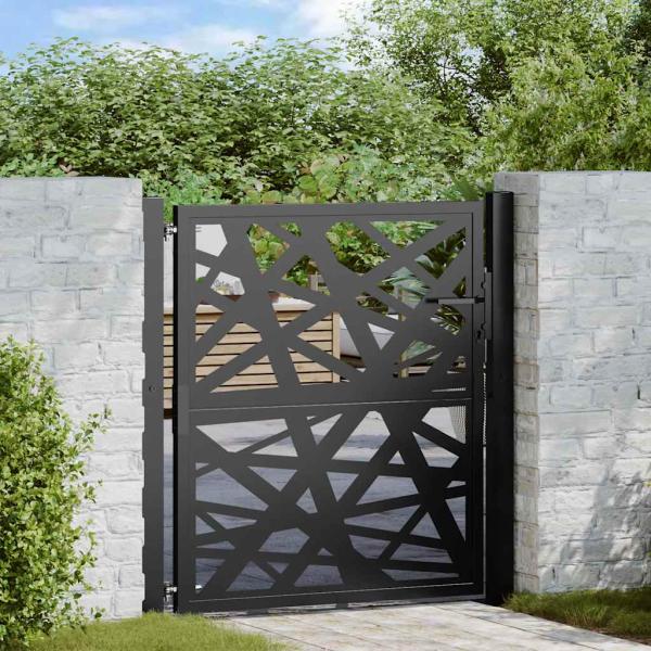 ARDEBO.de - Gartentor Schwarz 105x105 cm Stahl Lichtdesign
