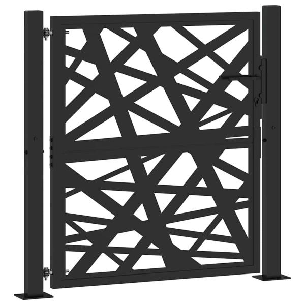 Gartentor Schwarz 105x105 cm Stahl Lichtdesign