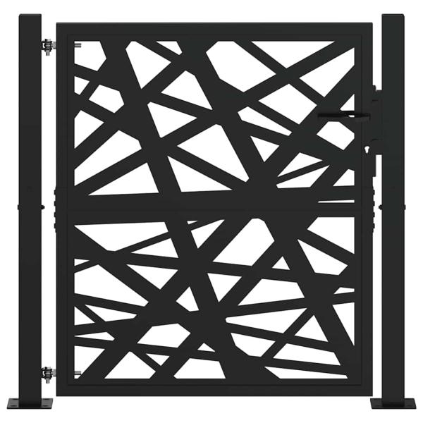 Gartentor Schwarz 105x105 cm Stahl Lichtdesign