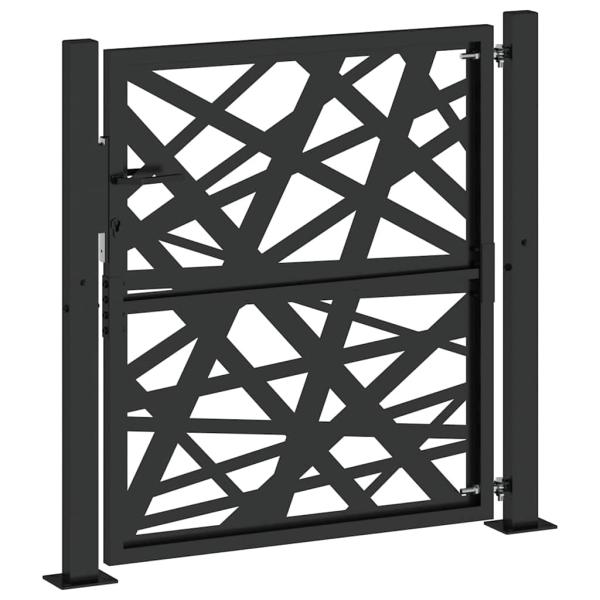 Gartentor Schwarz 105x105 cm Stahl Lichtdesign