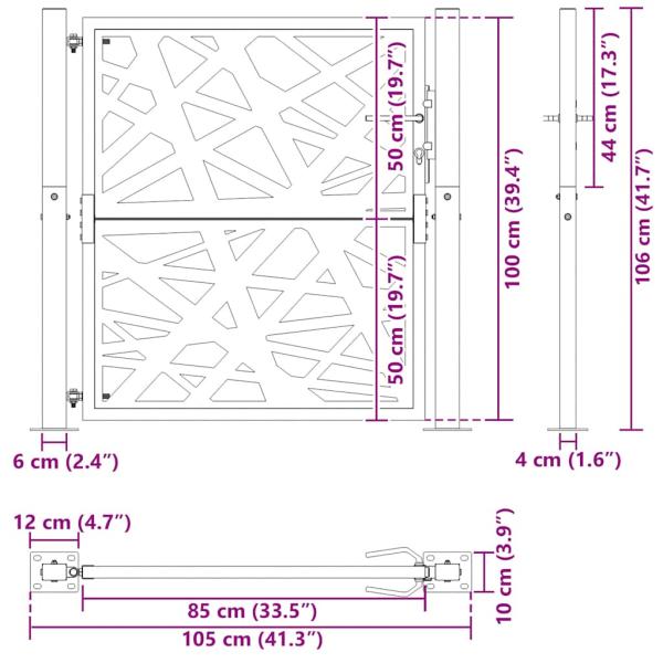 Gartentor Schwarz 105x105 cm Stahl Lichtdesign
