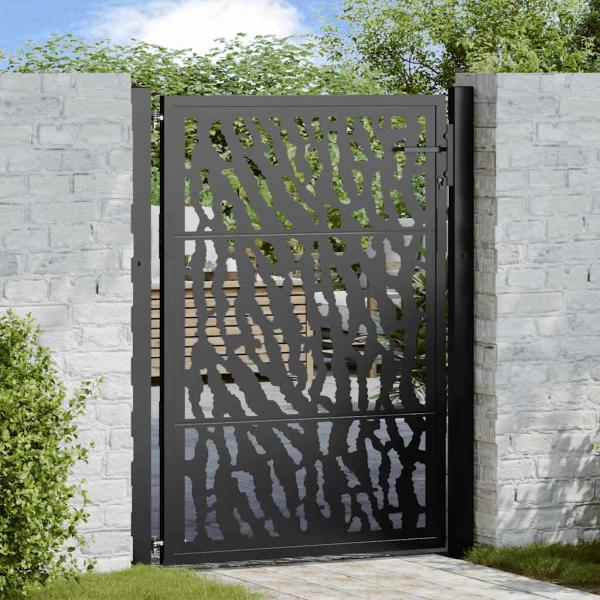 ARDEBO.de - Gartentor Schwarz 105x130 cm Stahl Spurendesign