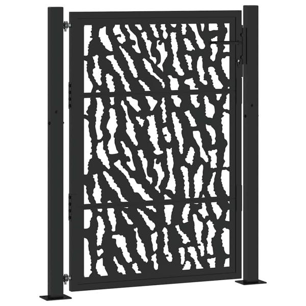Gartentor Schwarz 105x130 cm Stahl Spurendesign