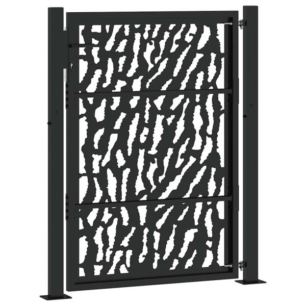 Gartentor Schwarz 105x130 cm Stahl Spurendesign
