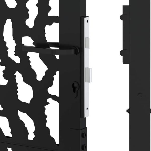 Gartentor Schwarz 105x130 cm Stahl Spurendesign