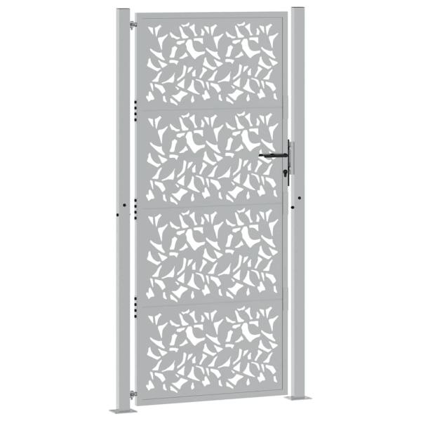 Gartentor 105x205 cm Wetterfester Stahl Blatt-Design