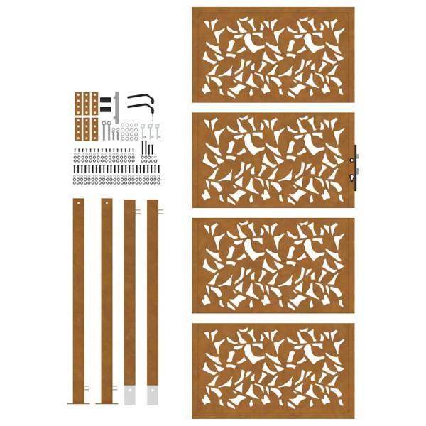Gartentor 105x205 cm Wetterfester Stahl Blatt-Design