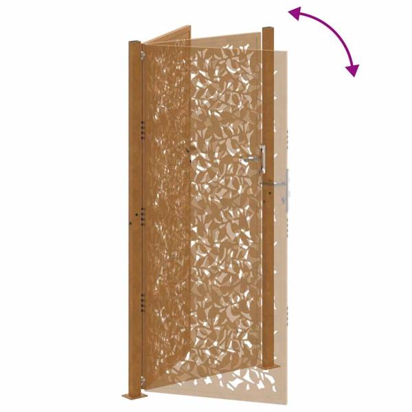 Gartentor 105x205 cm Wetterfester Stahl Blatt-Design
