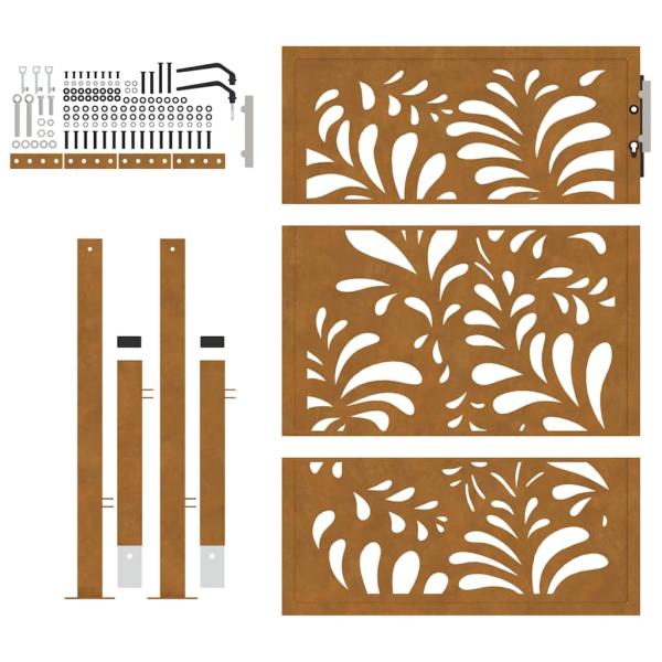 Gartentor 105x130 cm Wetterfester Stahl Wellen-Design