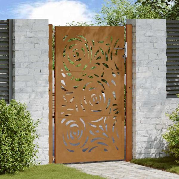 ARDEBO.de - Gartentor 105x155 cm Wetterfester Stahl Flammen-Design
