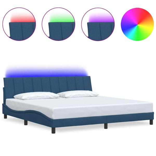 Bettgestell ohne Matratze Blau 200x200 cm Stoff