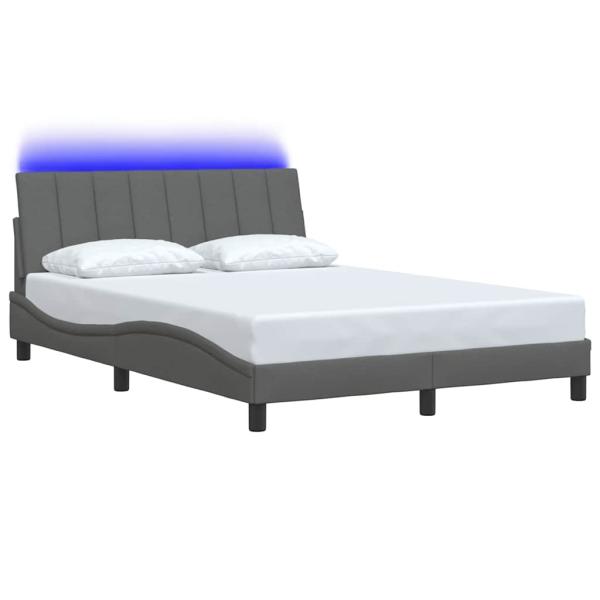 Bettgestell ohne Matratze Dunkelgrau 140x190 cm Stoff