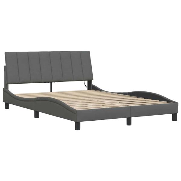 Bettgestell ohne Matratze Dunkelgrau 140x190 cm Stoff
